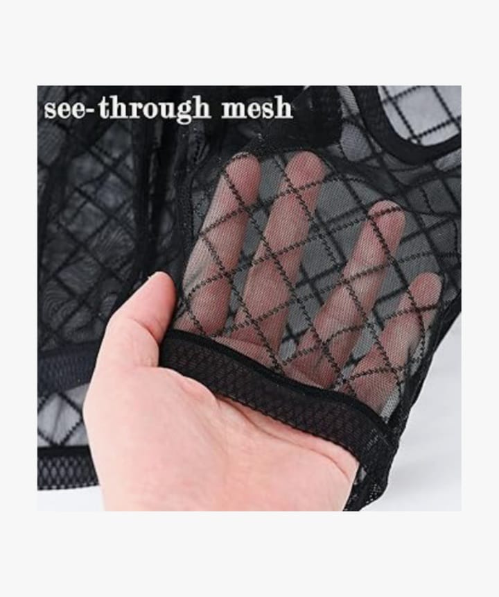 Men's Mesh See Through Boxer Briefs, Sheer Lace Underwear